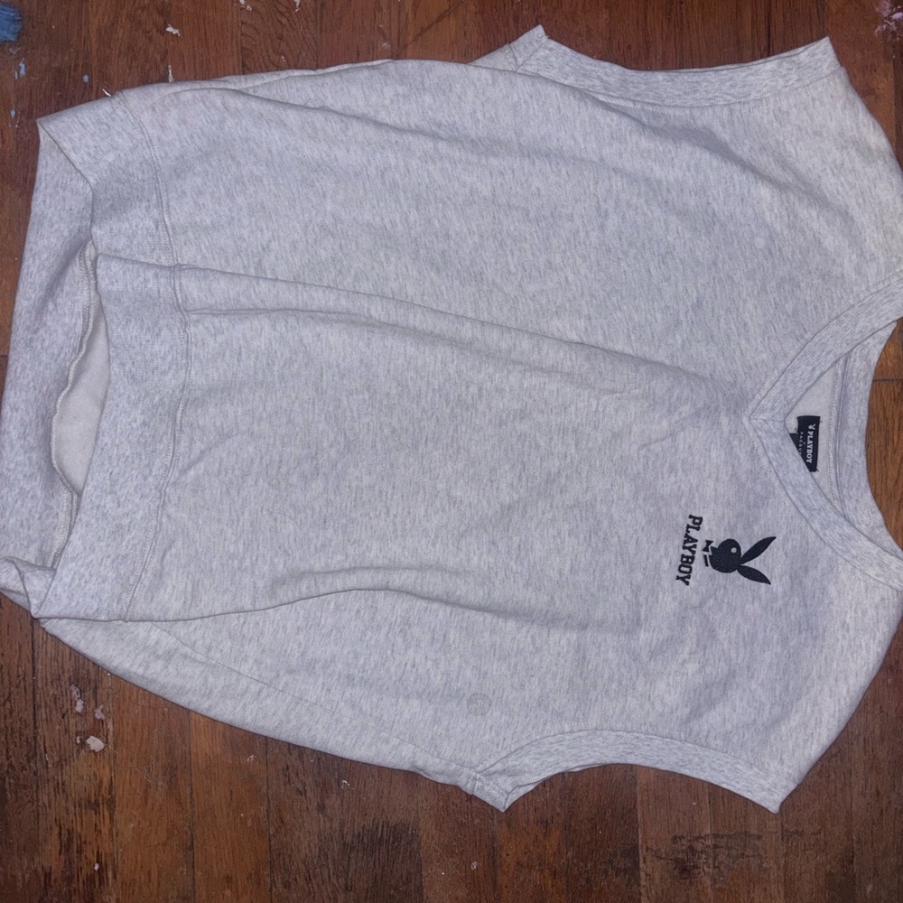 PLAYBOY Light Gray Sleeveless Tee
